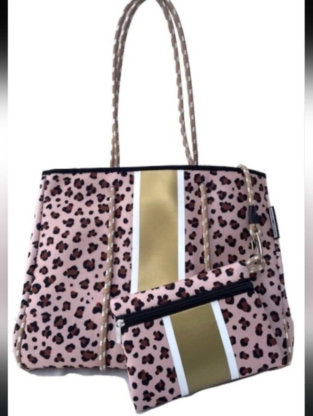2pc Leopard 🐆 Print Large Tote Bag & Matching Zip Pouch-Wristlet 🤎 - Picture 6 of 10